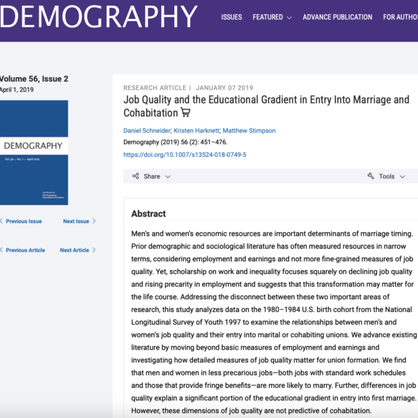 Job Quality and the Educational Gradient in Entry Into Marriage and Cohabitation
